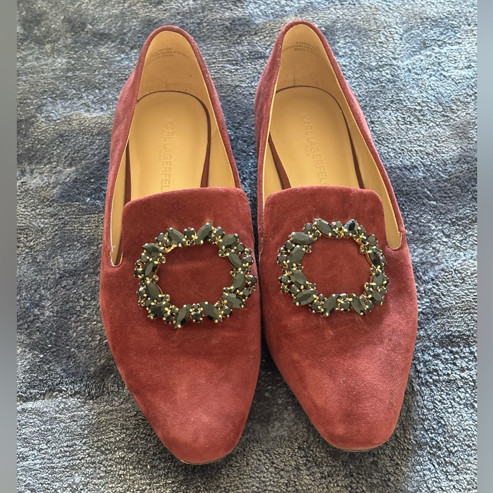 Karl Lagerfeld leather suede loafer in size 38.5 (US women’s 7.5)